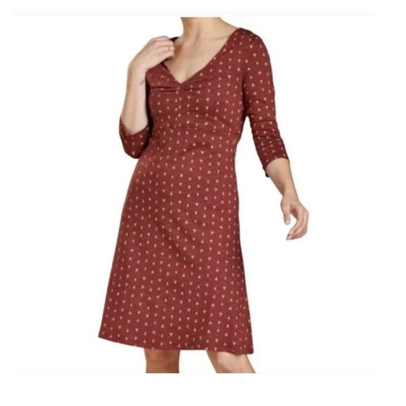 Toad & Co. Rosalinda Dress Port V Pattern 3/4 Sleeves Womens M - Picture 1 of 13